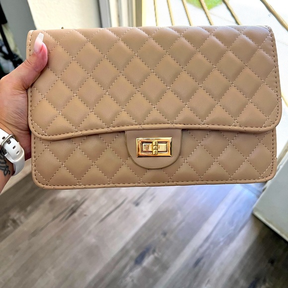 not sure Handbags - Bag flap quilted Nude/Beige crossbody bag